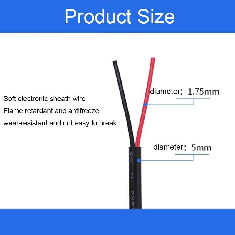 Провод питания постоянного тока медная изоляция 2-контактный удлинитель из ПВХ