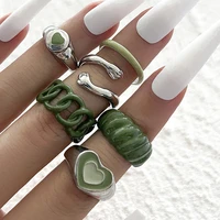new colorful metal kunckle ring set for women heart hand open simple ring female girls fashion party jewelry