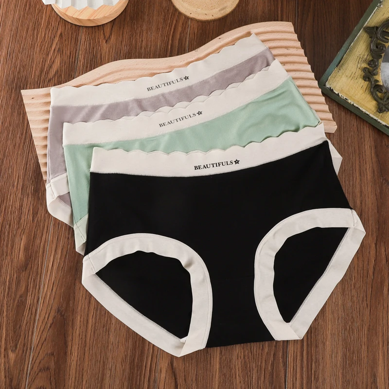 1pcs/Set Women's Seamless Panties Slip Silk Underwear Female Underpants Woman Ruffle Satin Panty Briefs Girl's Wave Panties