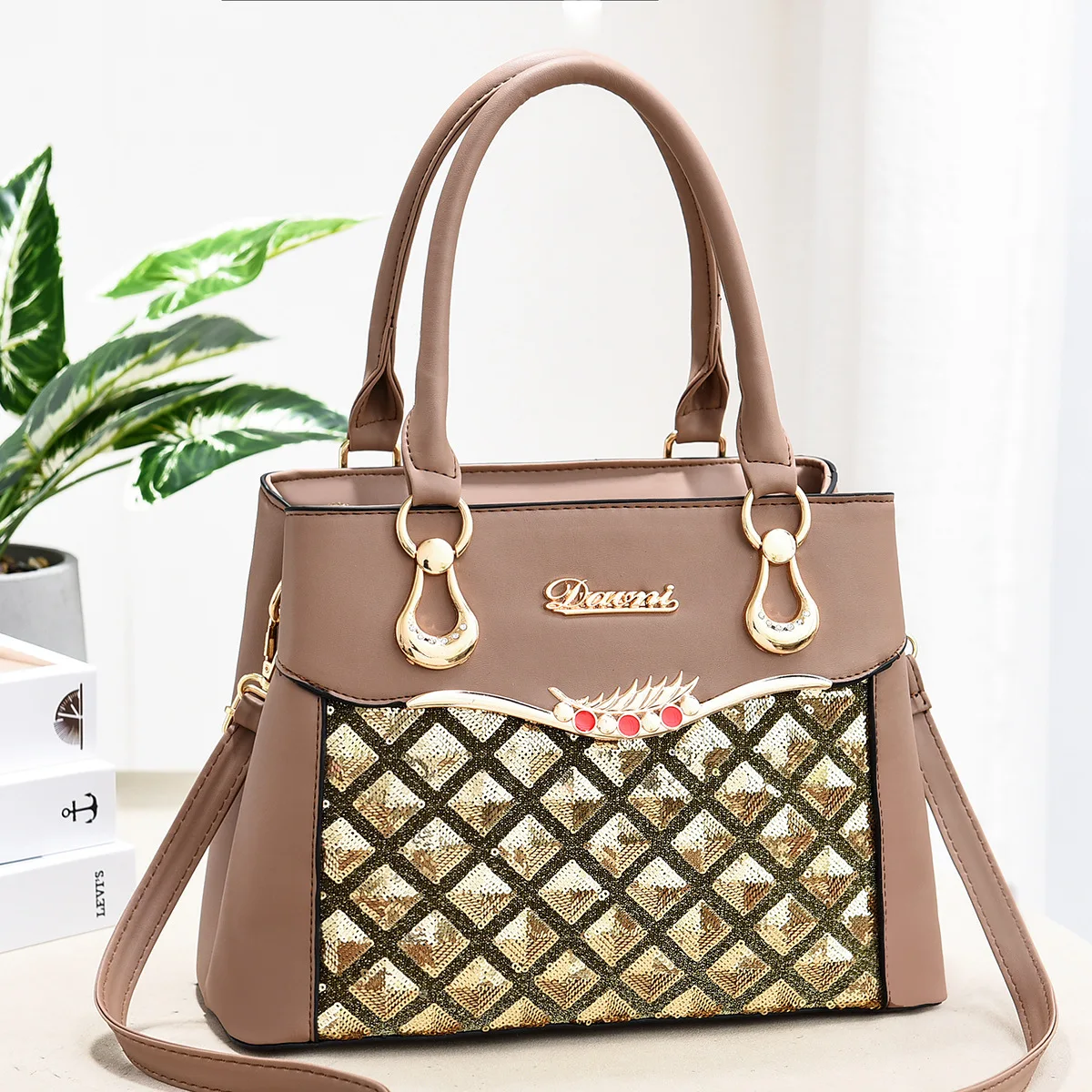 Sequined Embossed Texture High-end Texture Large Capacity Handbag Shoulder Bag