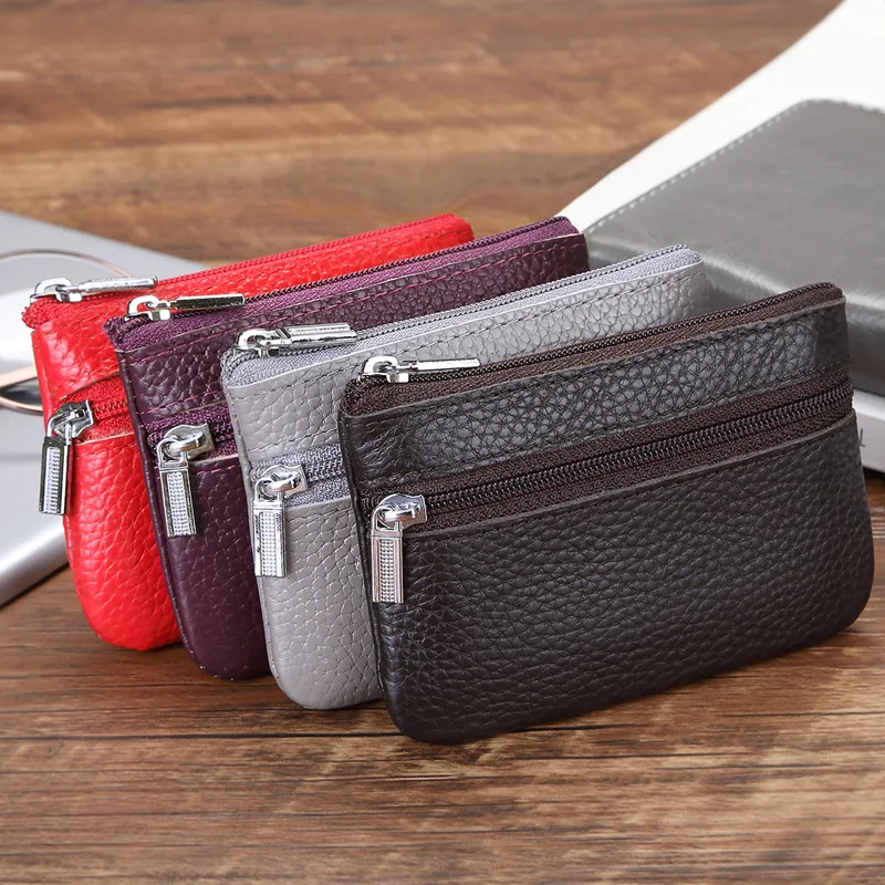 Wristlet Wallets for Women Coin Purse Luxury Genuine Leather Clutch Bags Ladies Money Credit Card Keychain Holder Short Wallet