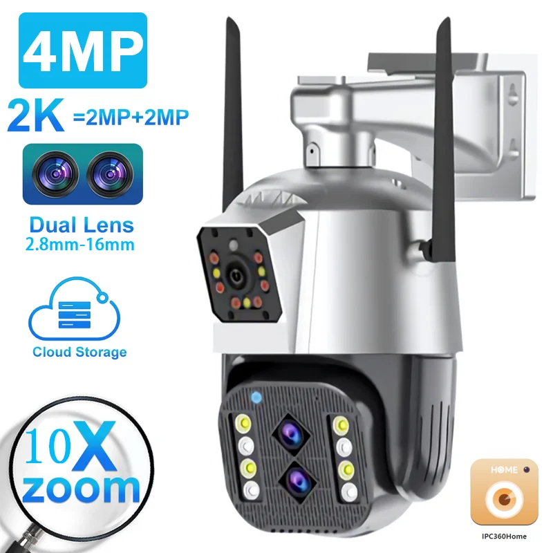 

4MP 2K Wifi IP Camera 10X Digital Zoom Outdoor CCTV Security Auto Tracking AI Human Detect Cloud 1080P 4MP Wireless PTZ Camera