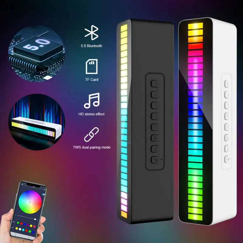 

Светодиодная полоса освесветильник RGB Bluetooth управление звуком освещение s-плеер пикап Голосовая активация ритм динамик для диджея дискотек...