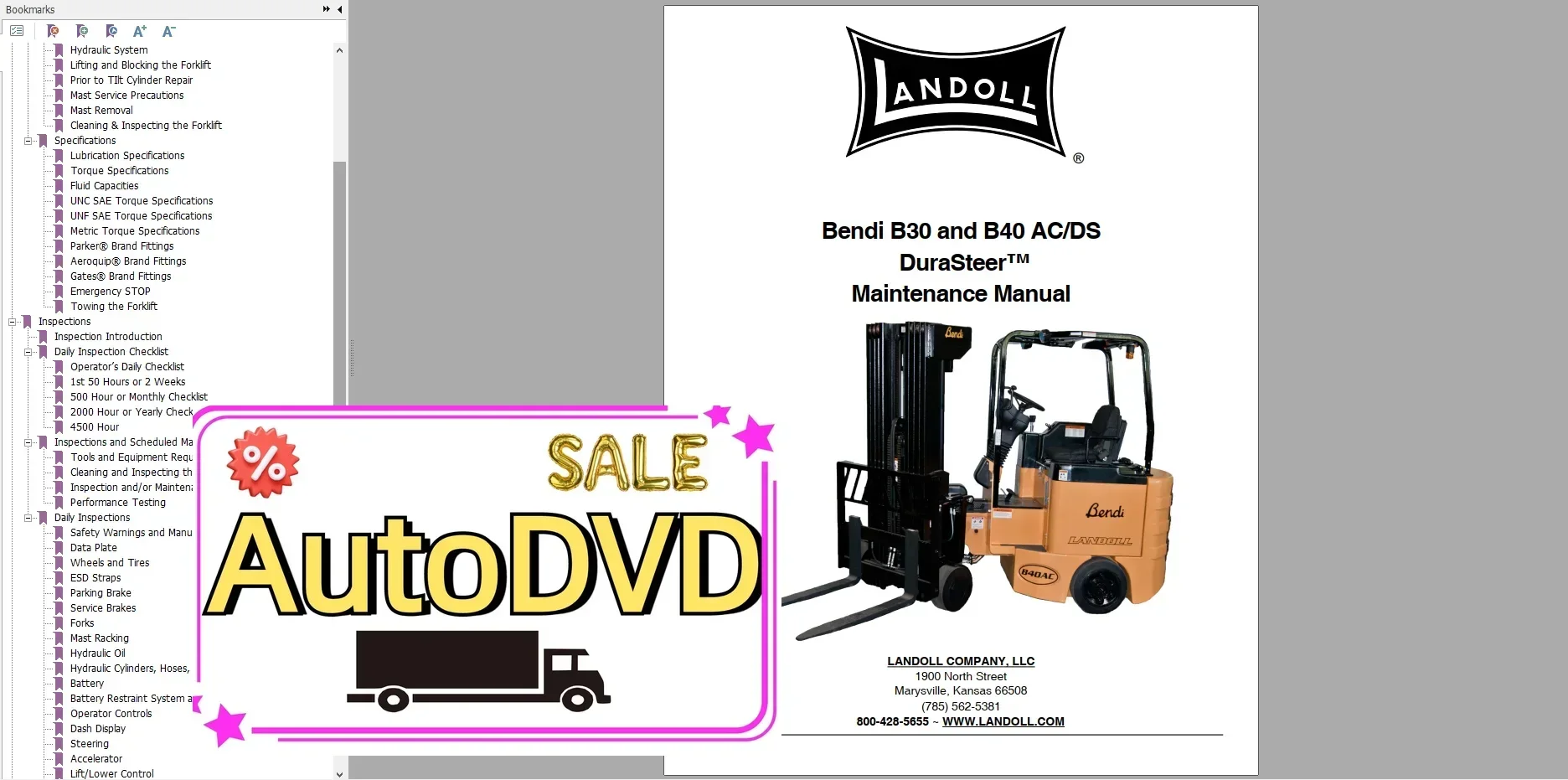 Фото АвтоDVD Landoll Bendi Drexel Вилочный погрузчик Грузовики 12,8 ГБ Детали для обслуживания оператора Руководства и схема PDF №2
