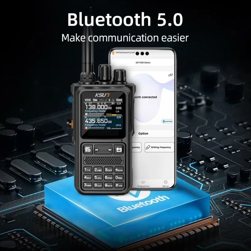 Фото Рация KSUN UV110D: Профессиональная портативная радиостанция VHF/UHF с большим радиусом действия, AM/FM, для любительской связи и сканирования радиосигналов №4