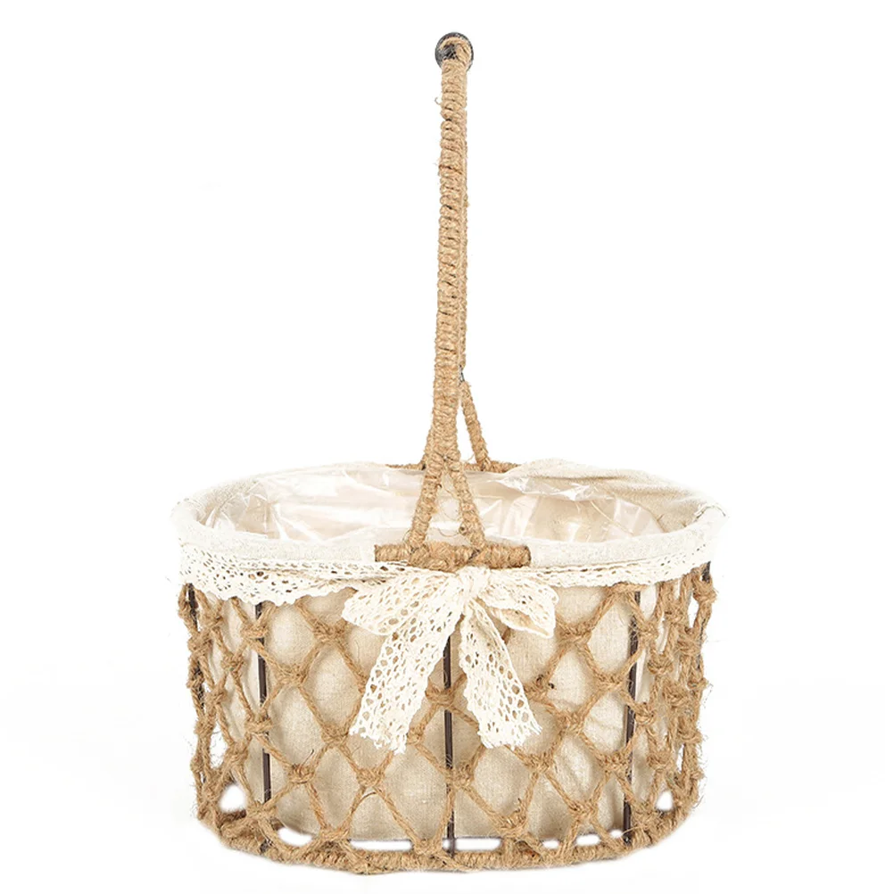 

Woven Flower Basket Pot Vase Planter Modern Decorative Hanging Arranging Storage Baskets Decoration Handle Home Supplies