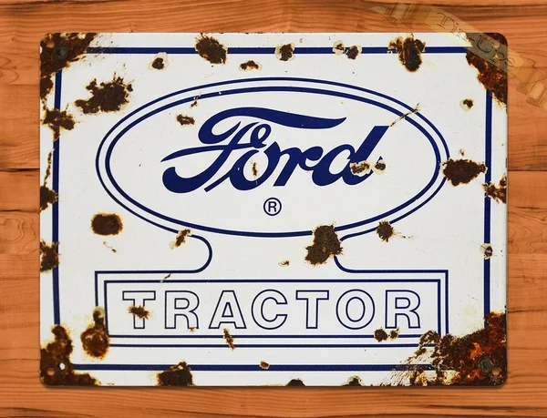 

TIN SIGN "Ford Tractor" White Rustic Farm Barn Wall Decor
