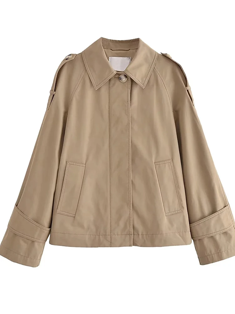 

Модная женская шикарная куртка с длинным рукавом 2023, Свободное пальто цвета хаки, женское осенне-зимнее элегантное пальто, Офисная Женская верхняя одежда