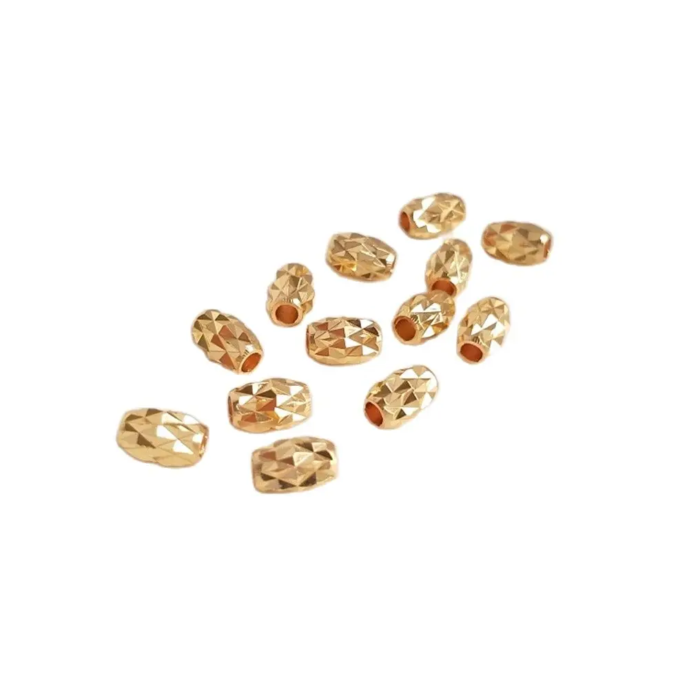 

14K gold color pineapple beads long oval beads cut surface flash beads DIY bracelet necklace accessories loose beads