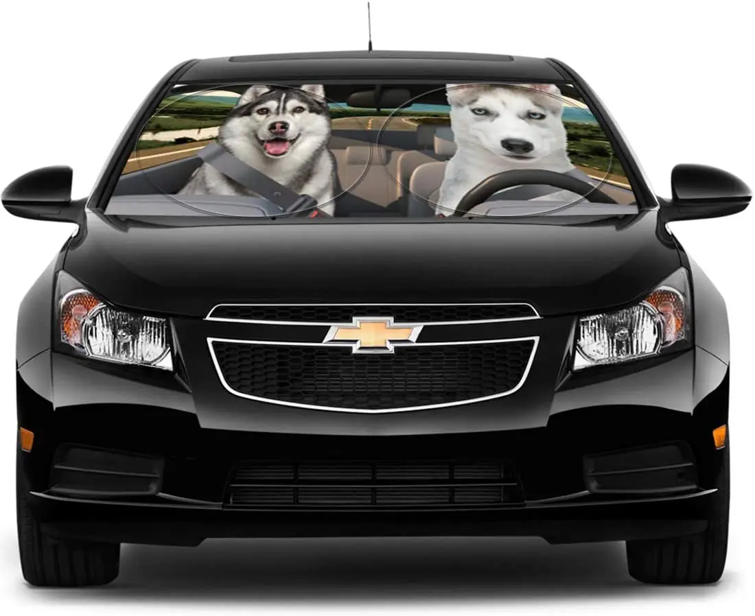 

Солнцезащитный козырек Gven для лобового стекла, забавный козырек от солнца для собак Хаски Drving, автомобильный козырек для лобового стекла, З...