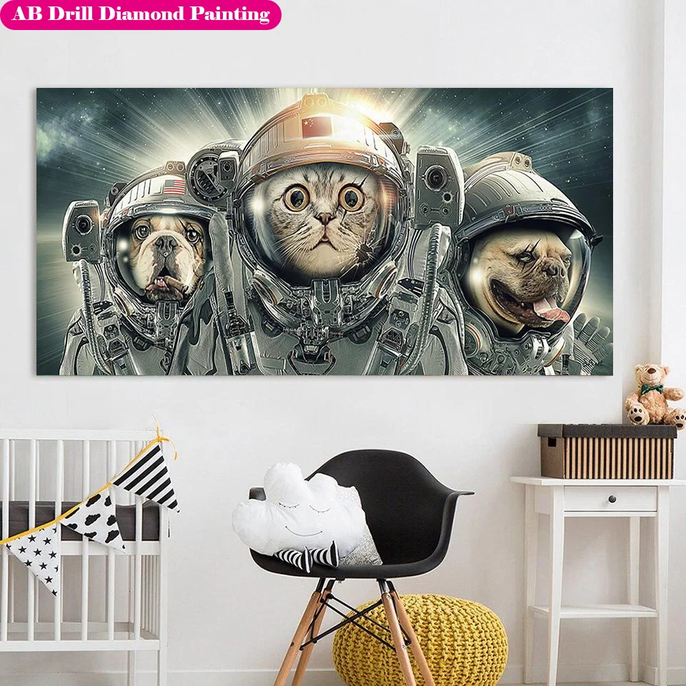 

Алмазная живопись «сделай сам» большого размера с изображением собаки и кота