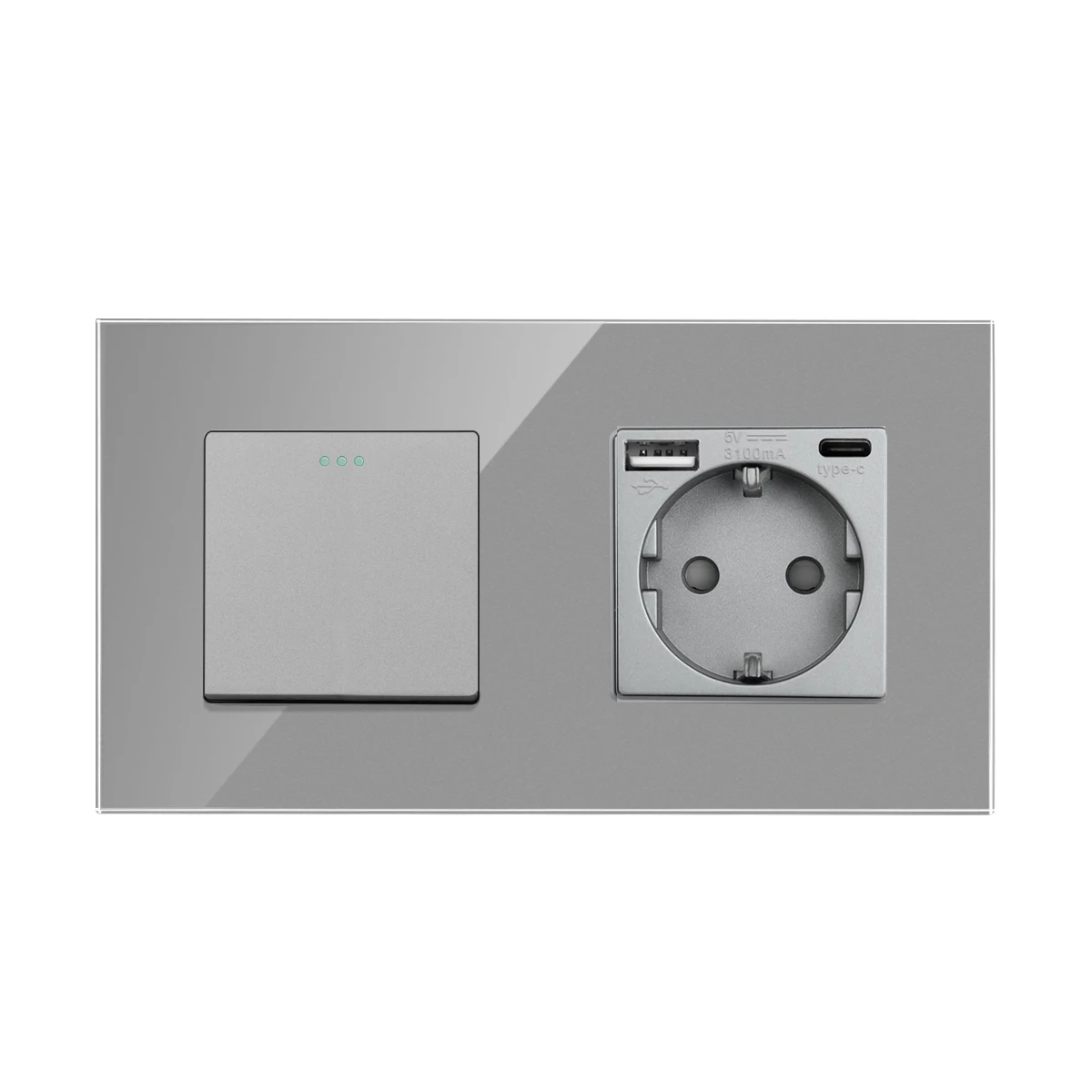 

Настенный выключатель Bingoelec с розеткой и USB Type-C