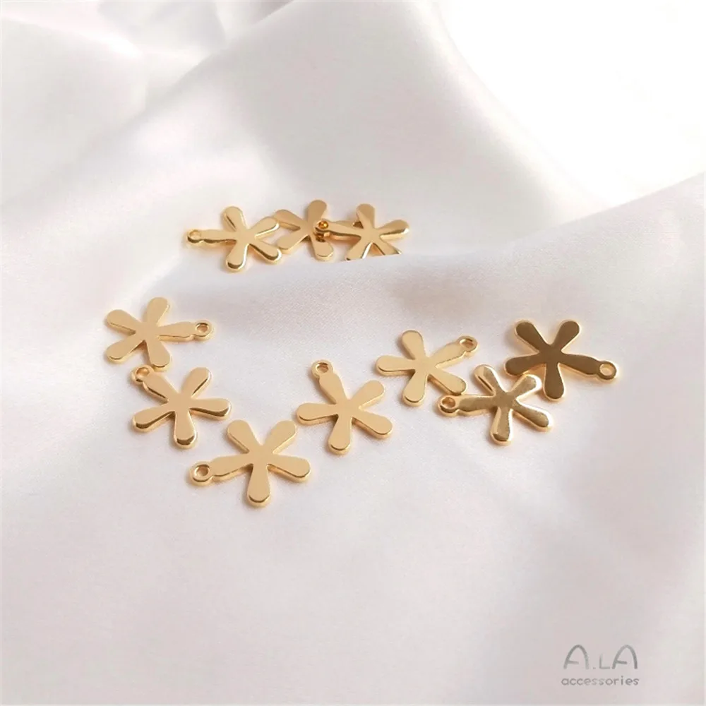 

14K Gold Filled Plated Cast copper five-petal floret pendant diy hand made ear pendant head pendant small pendant