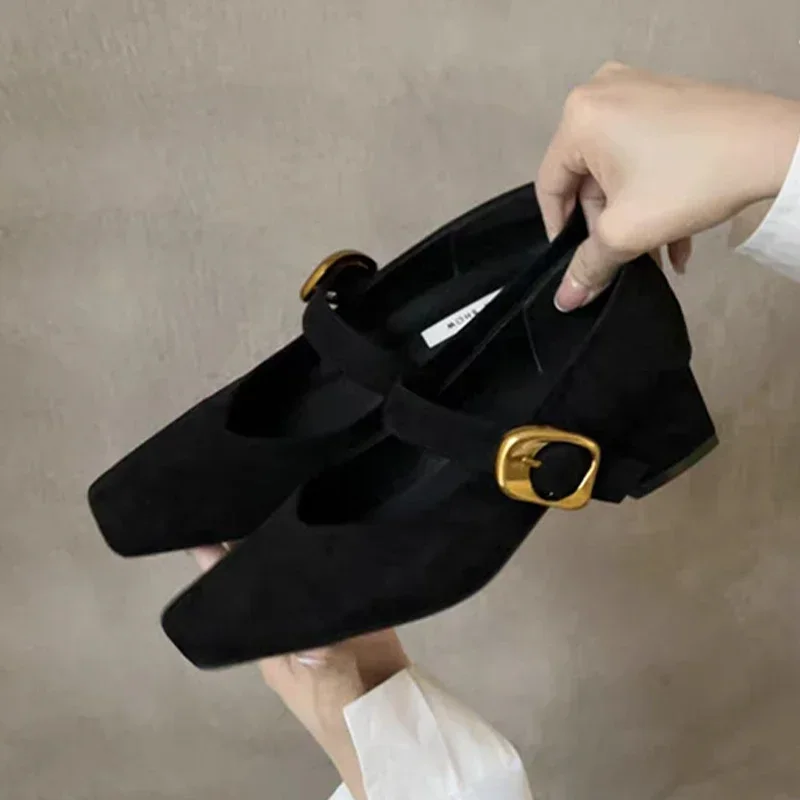 Женские туфли на высоком каблуке с квадратным носком замшевые Marie Janes новые