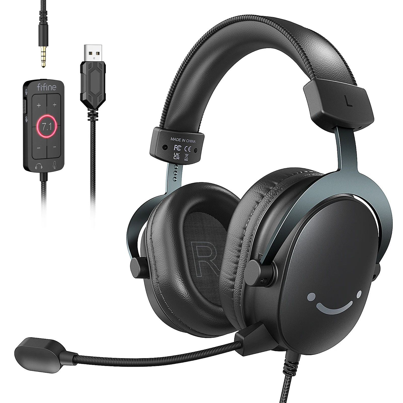 FIFINE Headset,3.5 mm jack&USB Headphone with 7.1 Surround