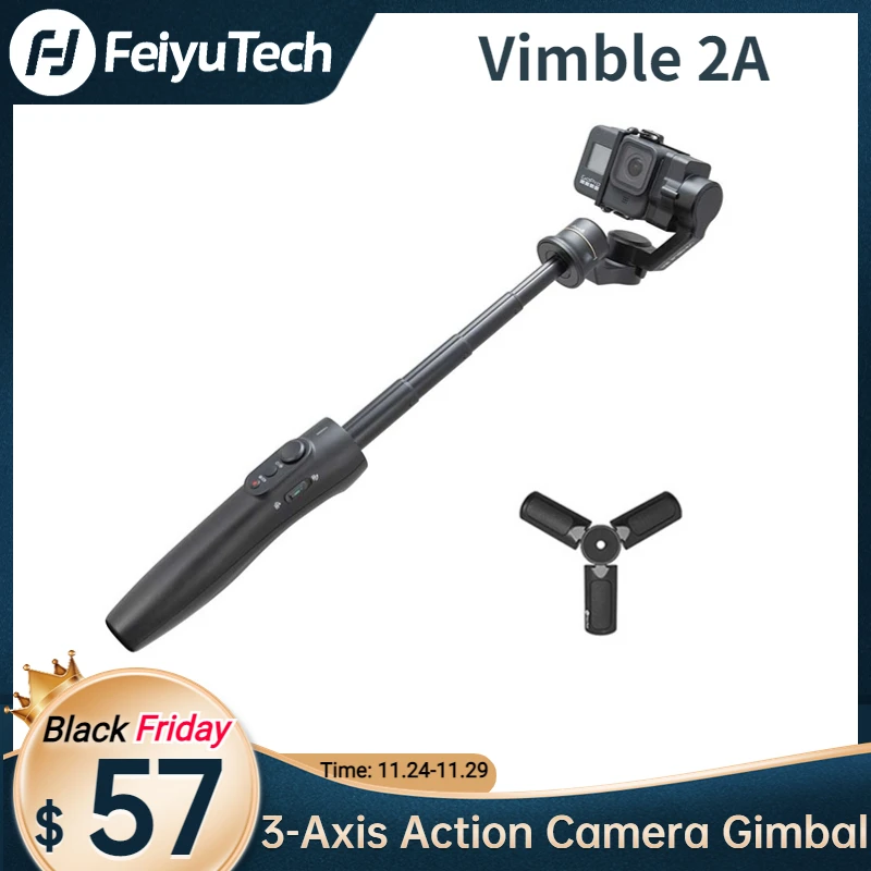 FeiyuTech Vimble 2A 3 Axis Gimbal Portable Stabilizer for GoPro Hero 8/7/6/5 Action Camera for Bike / Helmet / Car Assembly