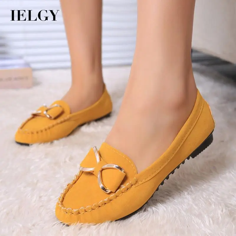 

IELGY flat casual single shoes bow tie driving work