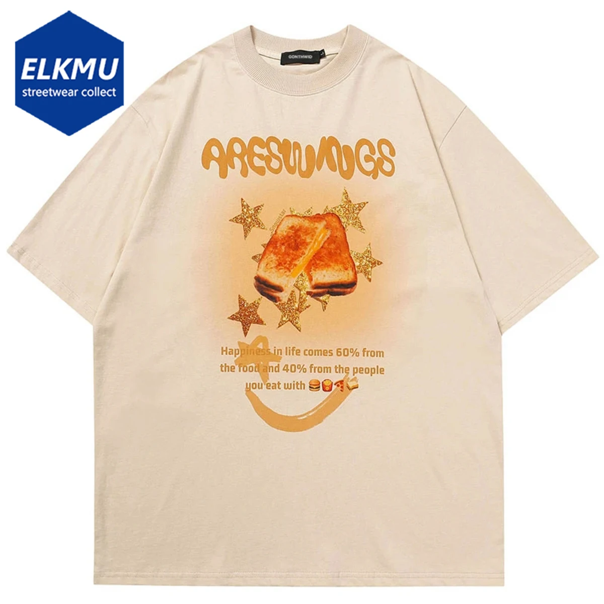 

Hip Hop T-Shirts Streetwear Harajuku Funny Bread Star Graphic Print Short Sleeve Tshirt 2023 Summer Cotton Loose Tee Top Shirt