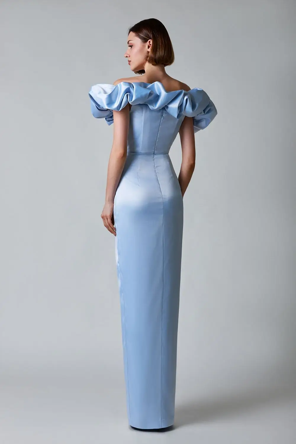 Elegant Backless Evening Gown Dress Split Cascading Ruffle Off-Shoulder Sexy Celebrity Party Formal Long Maxi Dresses