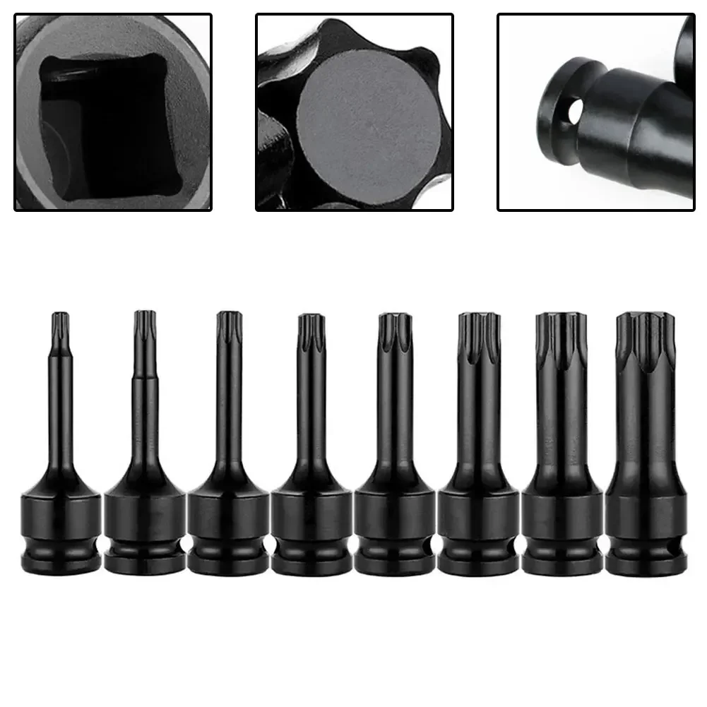 Биты для отверток Torx 1 2-дюймовый адаптер с приводом T20 T25 T27 T30 T35 T40 T45 T50 T55 T60 T70 T80 T100