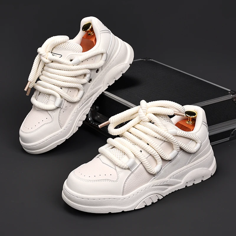 Shoes For Men Thick Soles Height Increasing Small White Shoe