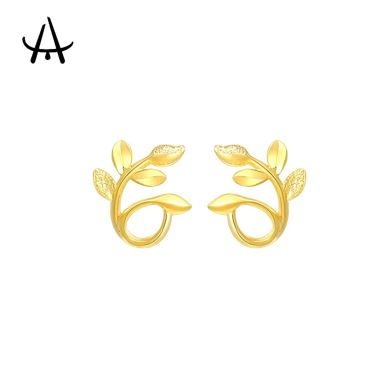 

Agsnilove Leaf Flower Stud Earrings Exquisite Simple Hipster Women Earrings 24K Gold Plated Fashion Jewelry Daily Party Wearing
