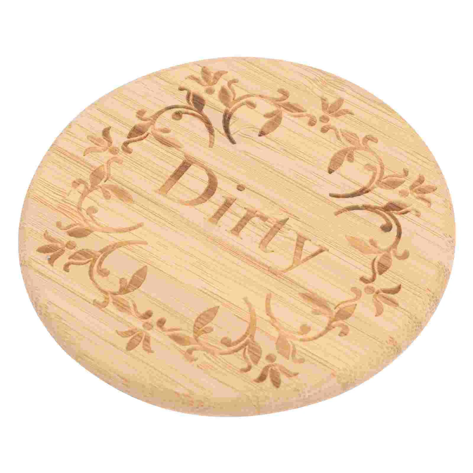 

Dishwasher Sign Clean Magnet Indicator Magnetic Dirty Washer Dish Kitchen Wood Round Flip Machine Washing Self Sided Adhesive