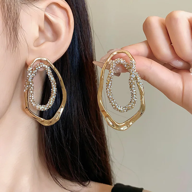 Женские Модные Серьги-гвоздики С Блестящими Стразами Овальной Формы