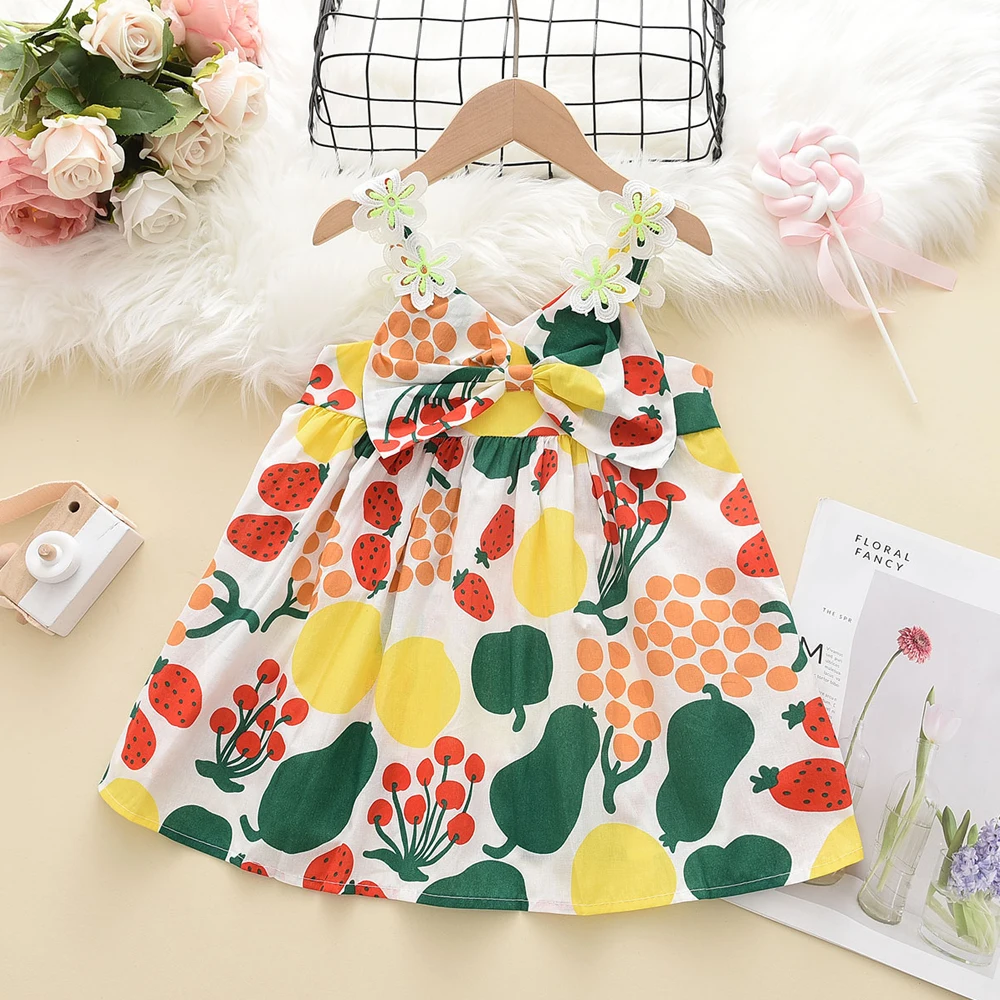 

Baby Kids Girls Summer Sleeveless Dress Floral Halter Dress Princess Dress Wedding Girls Dress Flower Girl Dresses for Weddings