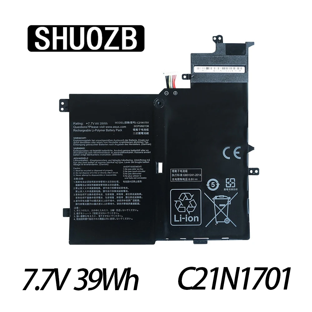 

SHUOZB 7,7 V 39Wh C21N1701 Аккумулятор для ноутбука Asus VivoBook S406U S460UA S406UA-BM360T S406UA-BM146T K406UA C21PQC5