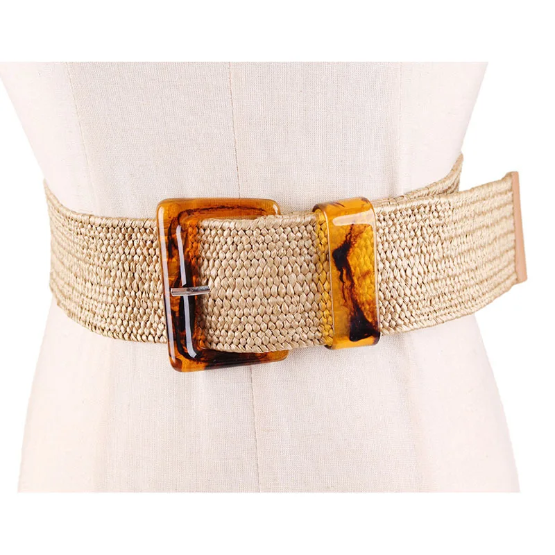 2023 High Quality Woven Wax Rope Ladies Wide Belt Dress Sweater Shirt Decorative Pin Buckle Belts for Women Luxury Designer