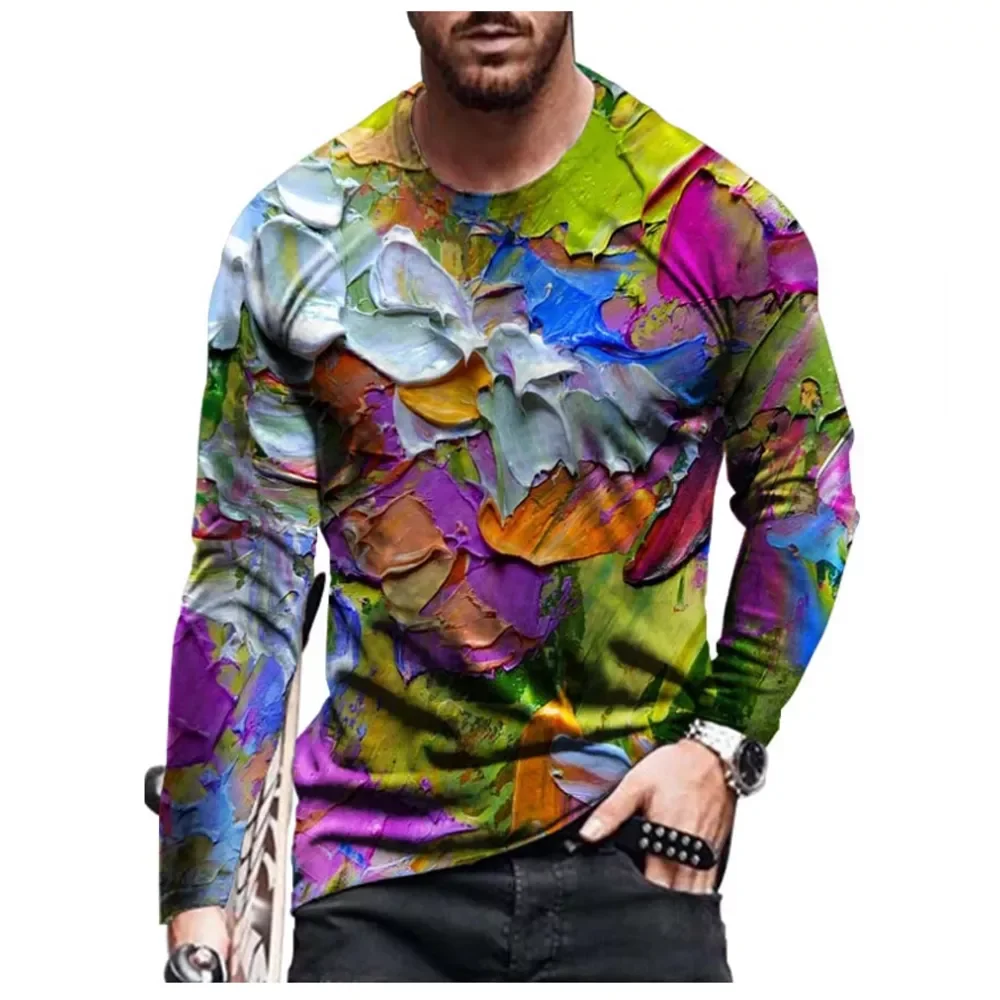 

New2022 new summer hip-hop men's 3D T-shirt new cartoon printing three-dimensional pattern long-sleeved casual fashion sport