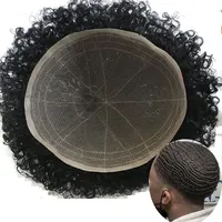 Mens Wigs Human Hair Curly Man Unit 8x10inch Afro Curl Toupee for Black Men Swiss Lace Hair System 360 Weave Men Toupee