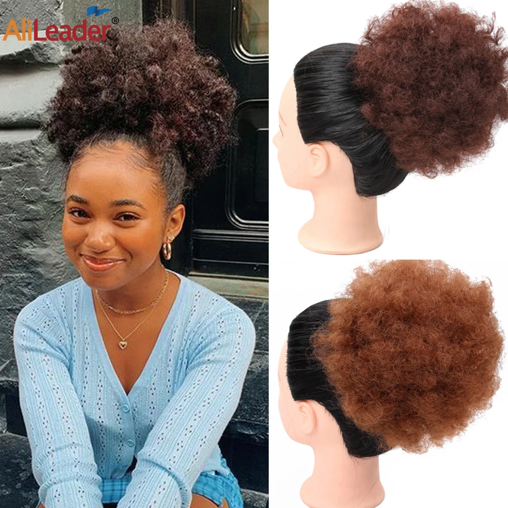 

Alileader Curly Wavy Afro Puff Drawstring Ponytail Hair Extensions Short Big Afro Puff Hair Bun Hairpieces For Women Girls