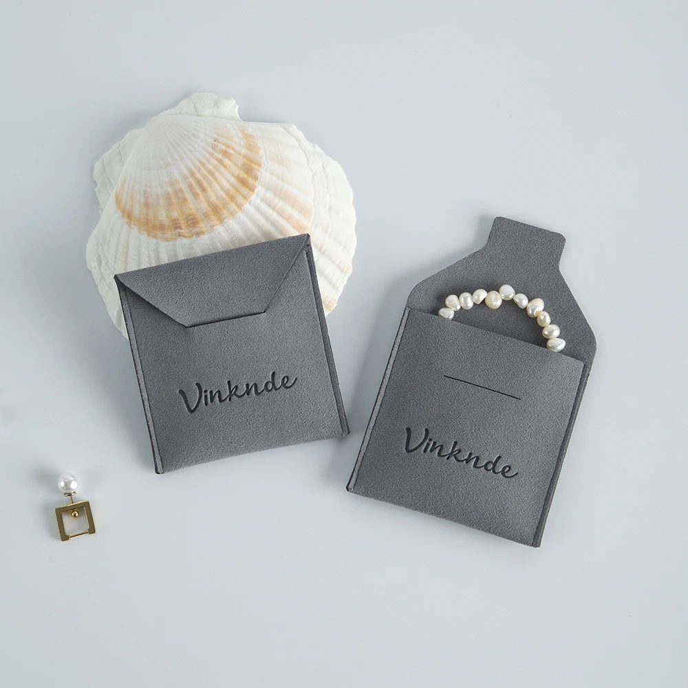 50-Pack Small Gift Bags For Earring Necklace Bracelet Ring Customized Logo Suede Microfiber Jewelery Packaging Organizer Pouches