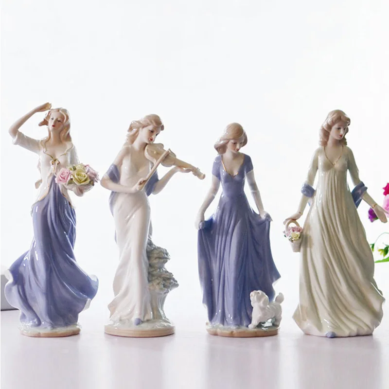 

Ceramic Goddess Girls Lady Figurines Wedding Handicraft Desk Ornament Goddess Porcelain Statue