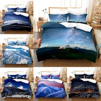 snow mountain printed duvet cover natural scenery style 23pcs bedding set adult teens kids comforter cover