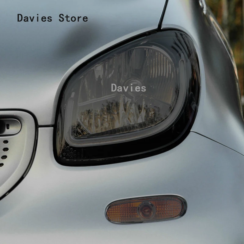 

For Smart Fortwo 2016-2023-Car Headlight Protective Film Vinyl Restoration Transparent Black TPU Sticker