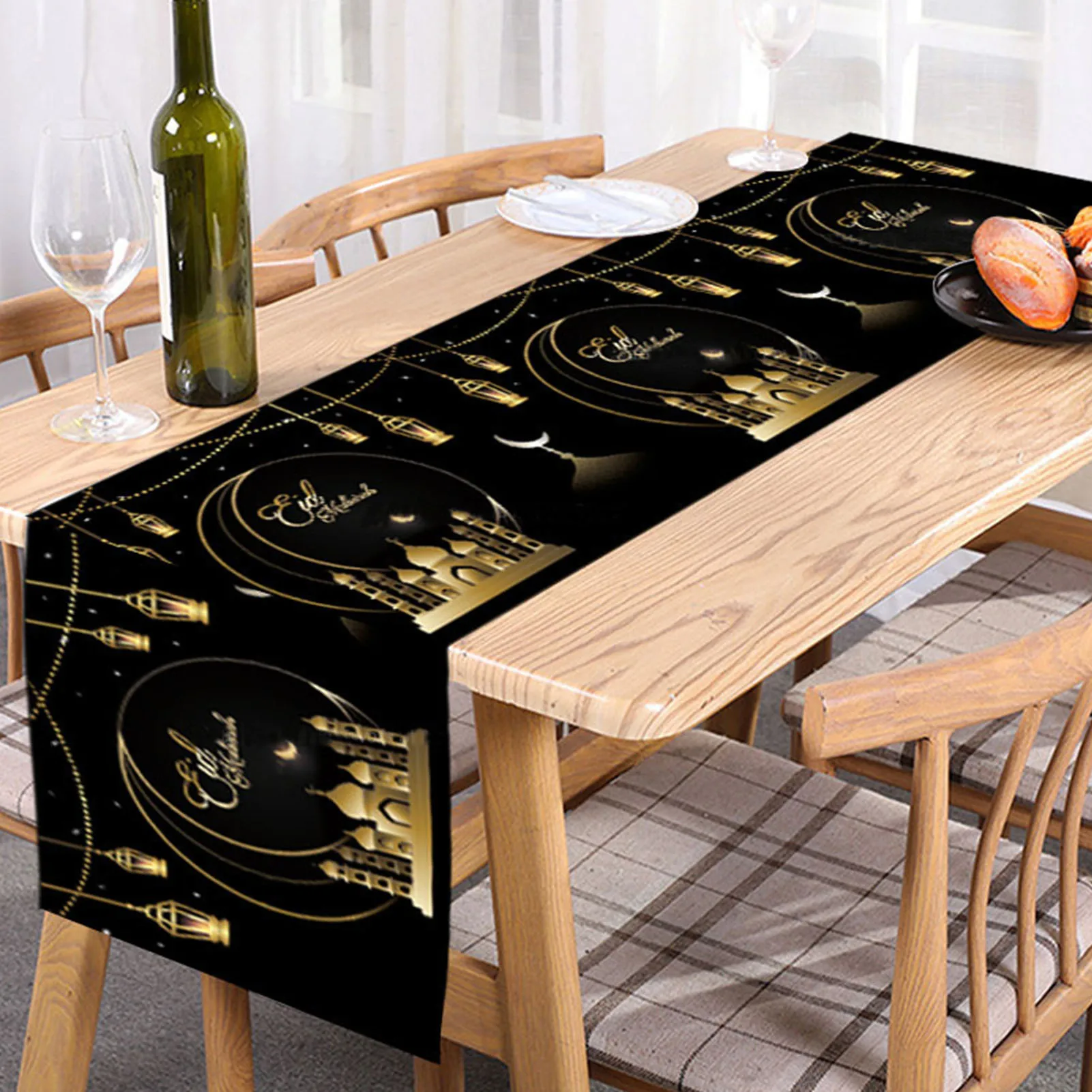 

180x35 см Eid Mubarak настольная дорожка для дома исламский мусульманский декор для вечеринки Рамадан Kareem Eid Al Adha подарки