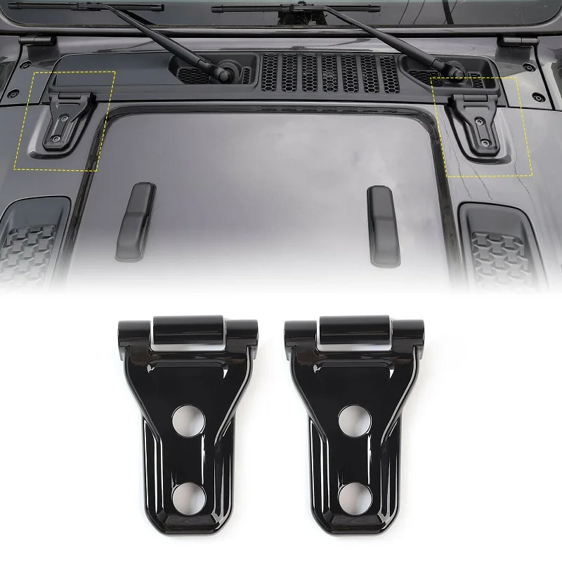 

2PCS Car Hood Engine Hinge Cover Trim Black ABS For Jeep Wrangler JL 2018 2019