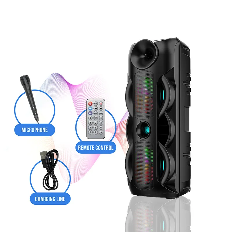 Outdoor Dual 8-Inch Boombox Square Dance Bluetooth Speaker Portable 360 Stereo Wireless Card Subwoofer K Song Large Caixa De Som