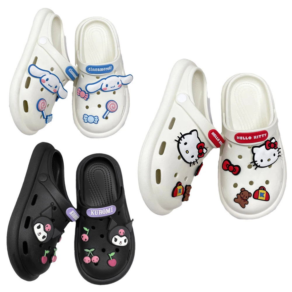 

Sanrios Anime Kawaii Hellokittys Kuromi Cinnamoroll Slippers Summer Girls Soft Sole Antiskid Wear Resistant Sandals Beach Shoes