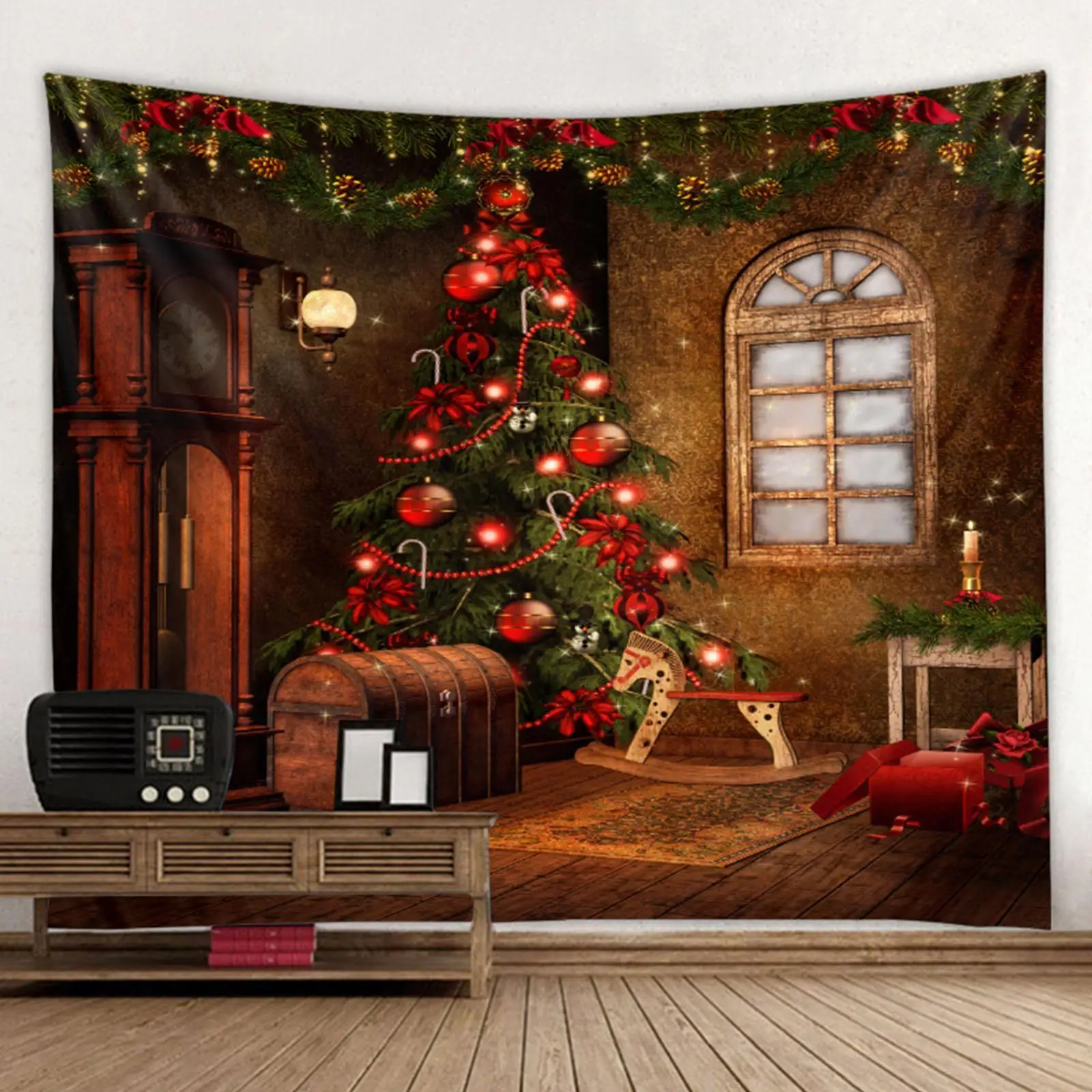 Купи New Christmas Elk Tapestry Cartoon Christmas Ornament Bedroom New Decoration Background Hanging Wall Year Gift Wall Hanging H7w7 за 134 рублей в магазине AliExpress