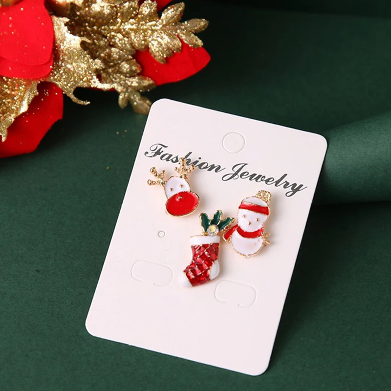 

3pcs/1set Christmas Brooches Christmas Socks Tree Elk Snowman Enamel Pin Small Brooch Pin Fashion Party Jewelry Gifts