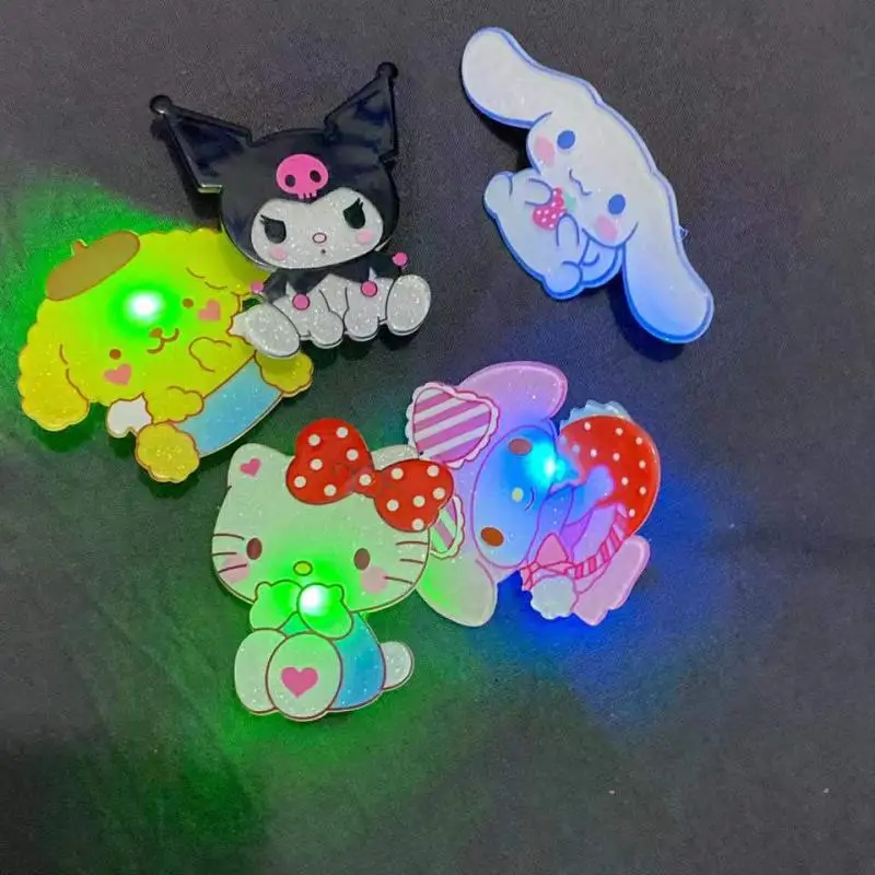 

Sanrio My Melody Kuromi Cinnamoroll Kawaii Pompom Purin LED lighting Anime Hairpins Accessories Headwear Girl Gift