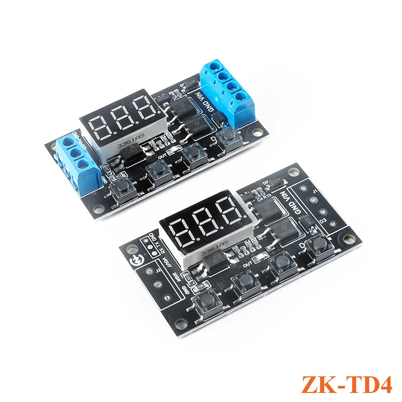 

ZK-TD4 DC 5V-30V MOS Trigger Cycle Timer Delay Board Module Turn On/Off Relay Module with LED Digital Tube Display 0.1~999 min