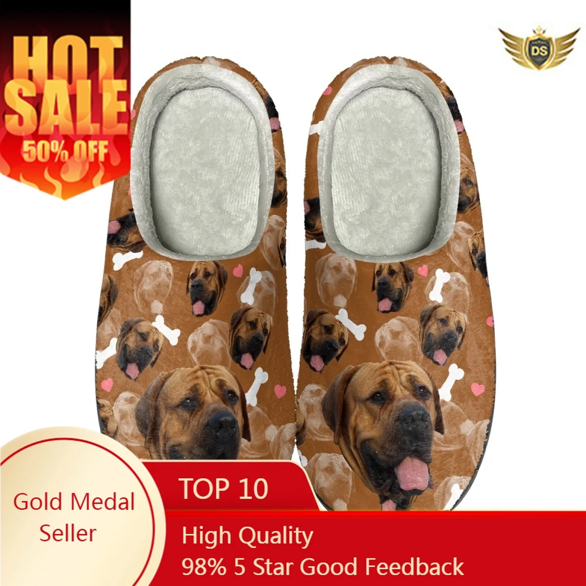 

Stylish Dog Pattern Winter Comfortable Slippers Casual House Couples Footwear Drop Ship Autumn Winter Warm Lady Cotton Slipper
