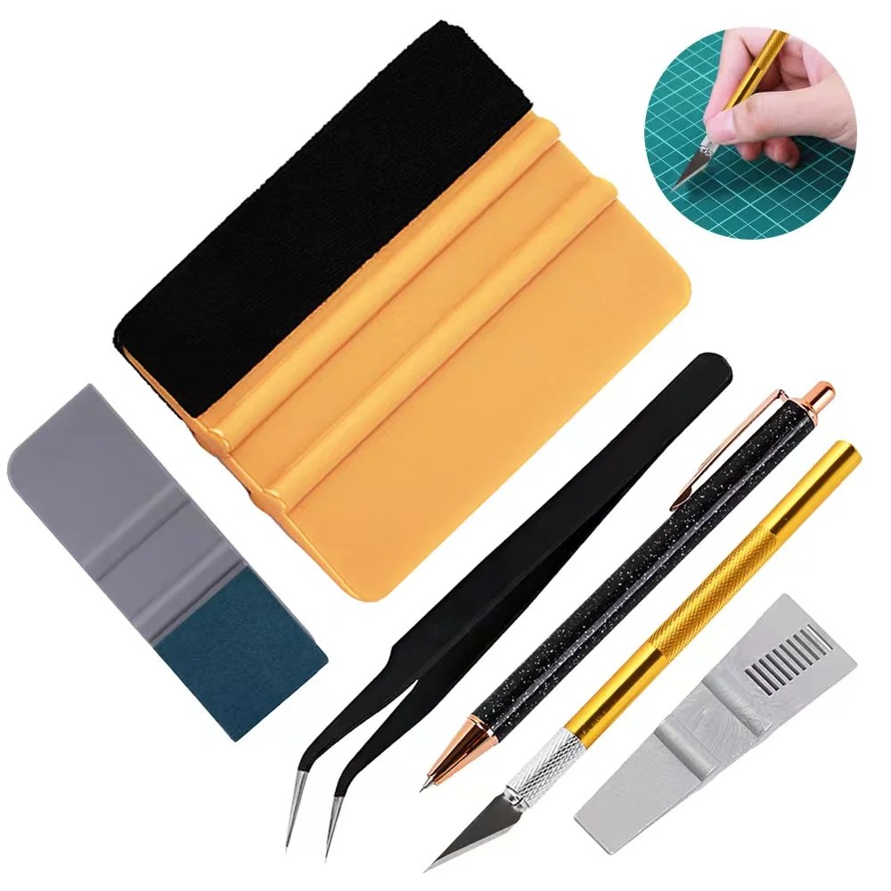 

6Pcs/Set Car Tools Wrap Film Sticker Wrapping Tool Auto Window Foil Squeegee Utility Scalpel Craft Weeding Tool Window Tinting