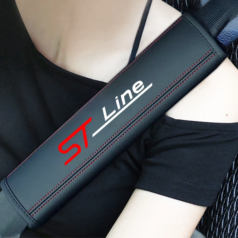 2 шт. для Ford STline ST Focus 2 3 Mondeo Ecosport Kuga Fiesta автомобильные аксессуары для ремня безопасности кожаный наплечный чехол защитная накладка