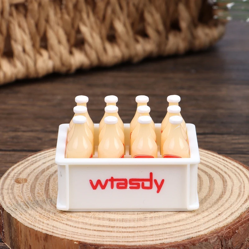 

1 Набор 1:12 миниатюрный кукольный домик с корзиной для хранения молока модель бутылки для напитков кукольный домик Декор для гостиной игрушка